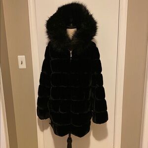 Elegant Black Faux Fur Coat
